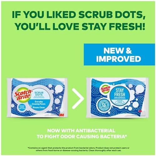 Scotch-Brite Scrub Dots Non-Scratch Scrub Sponges, Sponges for Cleaning Kitchen, Bathroom, and Household, Non-Scratch Sponges Safe for Non-Stick Cookware, 24 Scrubbing Sponges - Image 2