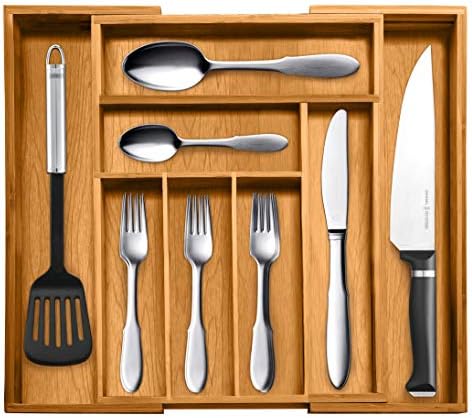 Bellemain Bamboo Kitchen Drawer Organizer, Expandable 8-Slot Tray by Bellemain