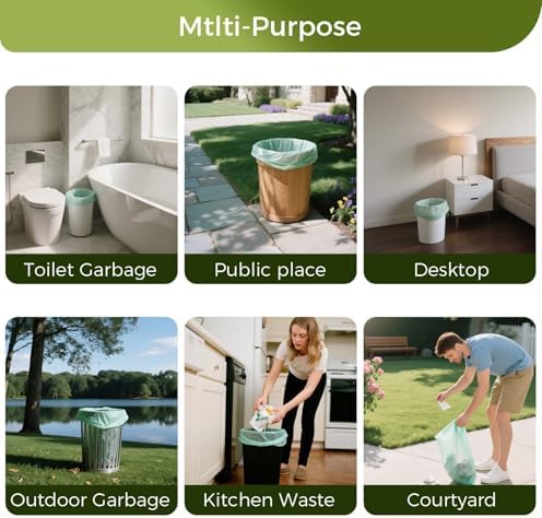 13 Gallon Compostable Trash Bags with Flat-Top, Thick 0.87 Mil, 49.21 Liter, 50 Bags, Tall Kitchen Food Scrap Waste Bag, ASTM D6400, US BPI and OK Compost Home Certified - Image 2