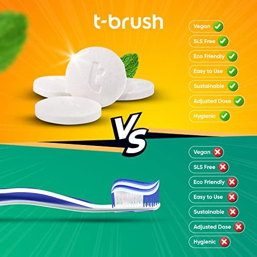 T-brush Whitening Travel Toothpaste Tablets Natural Ingredients, SLS Free, Gluten Free, Cruelty Free, Eco Friendly Packaging, Vegan - Strawberry Fluoride Free - 90 Tablets - Image 2