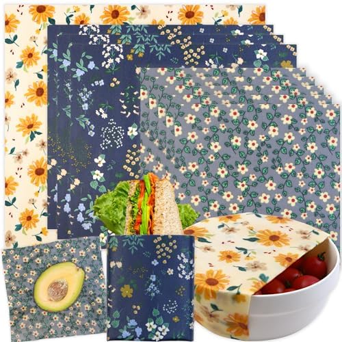 Reusable Beeswax Wrap - 9 Pack Beeswax Wraps for Food, Eco-Friendly Beeswax Food Wraps, Bread Sandwich Wrapper - Organic, Sustainable, Zero Waste, Reusable Plastic-Free Food Storage Wrap, 1XL, 3M, 5S by BYTTME