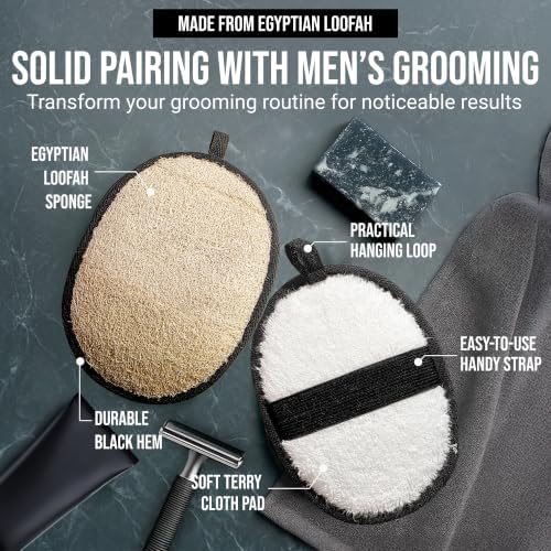 SERRENTO Mens Loofah Body Scrubber - Shower Sponge Luffa 2PCS Baths Hygiene - Image 3