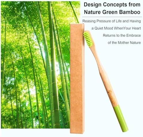 10 Pack Soft Bristles Bamboo Toothbrushes, Plastic Free Toothbrush - Image 2