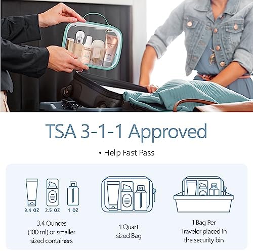 PACKISM Clear Makeup Bag Travel - TSA Approved Toiletry Bag, 2 Pack Green - Image 2