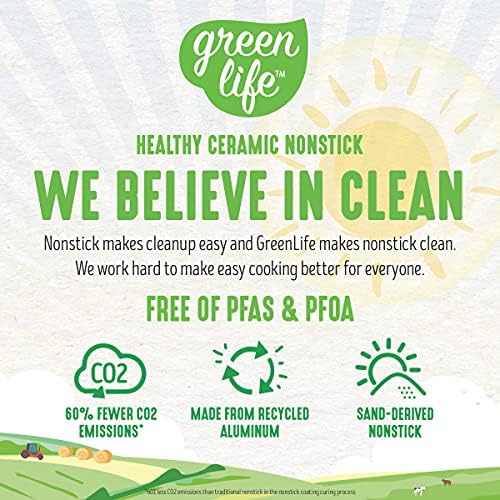 GreenLife Soft Grip Healthy Ceramic Nonstick 12 Piece Kitchen Cookware Pots and Frying Sauce Saute Pans Set, PFAS-Free with Kitchen Utensils and Lid, Dishwasher Safe, Black - Image 4