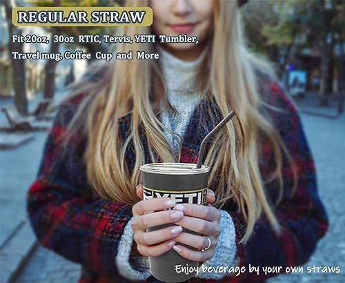 Walfos Reusable Silicone Straws -10.5 Inch Flexible Drinking Bendy straws for Smoothies/20 & 30 oz Tumblers, BPA Free (6 pcs Wide + 1 Cleaning Brushes ） - Image 6