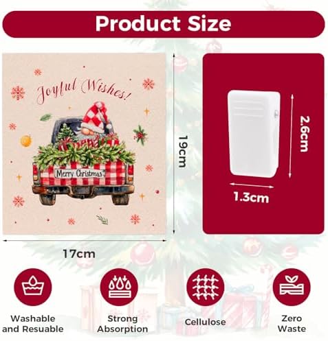 wlich 10PCS Swedish Dishcloths for Kitchen, Reusable Dish Rags for Washing Dishes with Clips, Non-Scratch Kitchen Towels and Dishcloths Sets, Washable Swedish Dish Cloths, No Odor(Christmas) - Image 3