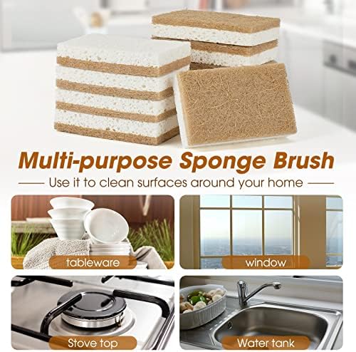 GREENTH PRO 10 Pack Nature Dish Sponge - Natural Kitchen Sponge - Coconut Fiber and Wood Cellulose Scrubber - Image 6
