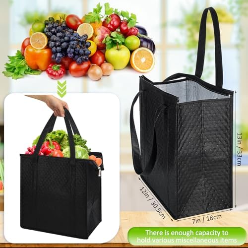 10 Pack 10 Pack Large Insulated Grocery Bag Zippered, Black - Image 2