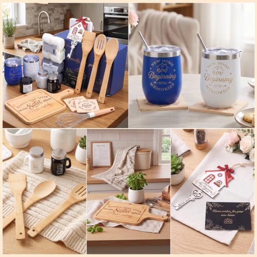 Housewarming Gifts New House -19 Pcs Closing Gifts for Couple Friend Women Men Home Buyers, House Warming Basket for New Houses Apartment Kitchen Presents (Blue,Classic) - Image 5