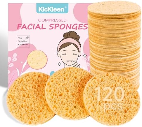 120-Count Compressed Facial sponges for Daily Facial Cleaning by KICKLEEN