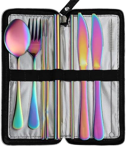 DEVICO Camping Utensils, Stainless Steel Travel Silverware Set with Case by DEVICO