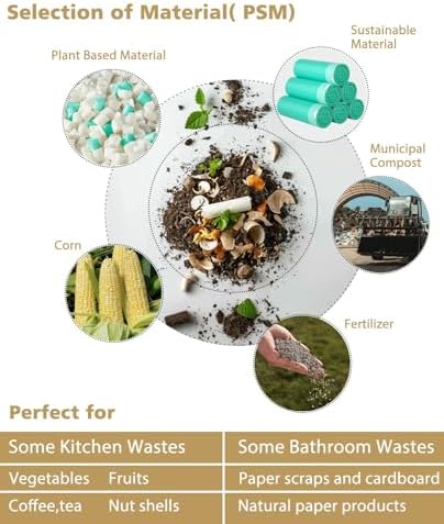 Small Compost Bags 1.2 Gallon 125 Count, AYOTEE Drawstring Mini Trash Bag, Strong Compostable Trash Bags Small Bathroom Trash Bags for Home Kitchen Office Fit 4.5-5 Liter Trash Can, 1-1.5 Gal - Image 2