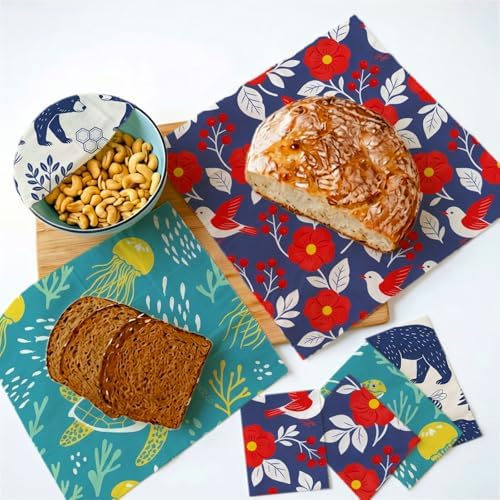 Reusable Beeswax Wrap, Birds Bears Turtles Wraps, 9 Pack Eco-Friendly Wraps For Food, Organic, Sustainable, Zero Waste, Plastic-Free Food Storage, 1XL, 3M, 5S - Image 4