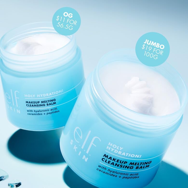e.l.f. SKIN Holy Hydration! Makeup Melting Cleansing Balm JUMBO, Face Cleanser & Makeup Remover, Infused with Hyaluronic Acid to Hydrate Skin, 3.5 Oz - Image 3
