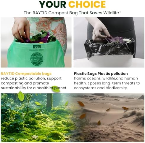 Trash bags 13+ gallon tall kitchen,Compostable Trash Lawn & Leaf Yard Waste Bags,Kitchen Compost Trash Bin Compatible,Extra Thick1.1 Mills,Certified by BPI and OK Compost(50count) - Image 5