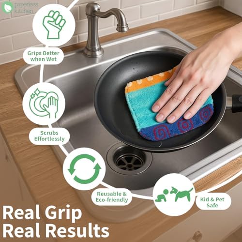 Reusable Dish Scrub Pads (12 Pack) – Non-Scratch Kitchen Scrubbers for Dishes, Pots & Pans – Sponge Alternative, Long-Lasting, Washable & Best Value Pack - Image 3