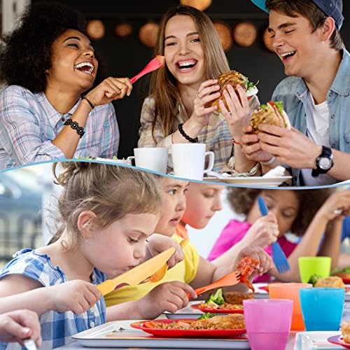 Reusable Travel Utensils Set with Case, 4 Sets Wheat Straw Portable Plastic Fork Spoons Knife Camping Cutlery, Eco-Friendly BPA Free Lunch Tableware Travel Picnic Silverware for Kids Adults Daily Use - Image 3
