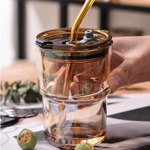 13oz Glass Iced Coffee Cups with Straw and Lid, Thick-Wall Glass Tumbler, Reusable Coffee Cup for Iced Coffee, Matcha, Cold Brew, Latte and Cold Drinks, Fits Car Cup Holders - Image 6