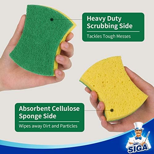 MR.SIGA Heavy Duty Cellulose Scrub Sponge, Dual-Sided Dish Sponge, 12 Pack - Image 5