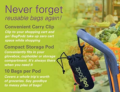 Reusable Grocery Bags, Foldable Shopping Bags in Pod, 10 Pack - Image 3