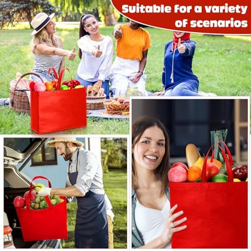Windyun Reusable Grocery Bags Large Non Woven Shopping Bags with Handles Foldable Portable Tote, 16x6x12 Inch - Image 2