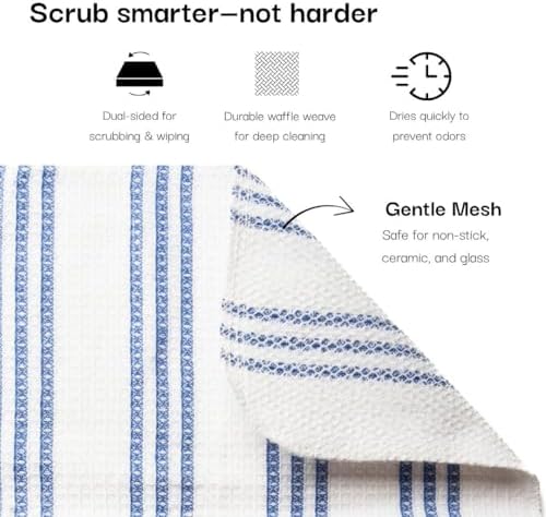 20Pc Kitchen Towels and Dishcloths Sets, Kitchen Essentials For Home- Blue - Image 2