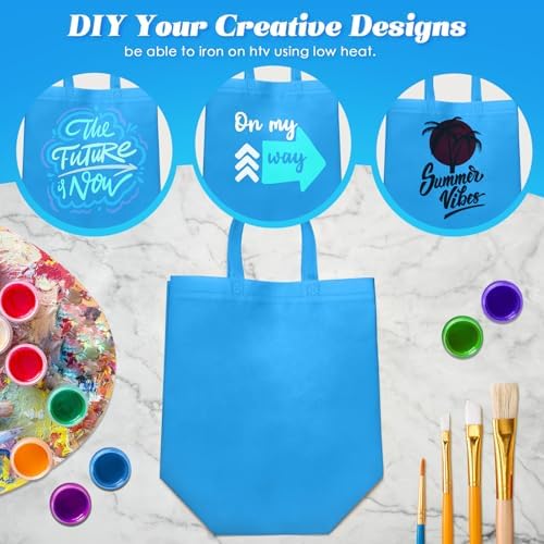Reginary 100 PCS Non Woven Tote Bags Bulk,Sky Blue - Image 7