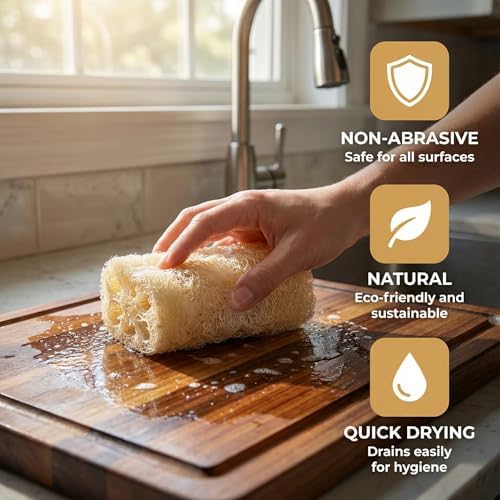 Kitchen Cleaning Cloths, Dried loofah Super Absorbent Plant fibers, Non-Scratch, no Odor, Pack of 6, Reusable. - Image 4