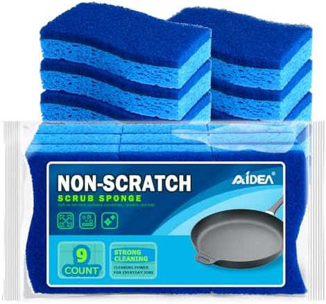 AIDEA Sponges Kitchen, 9Count, Dish Sponges, Non-Scratch Scrub Sponge by AIDEAHOME