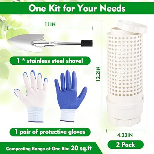 2 Packs Inground Worm Composter, Outdoor Worm Compost Bin Kit with Lid - Image 3