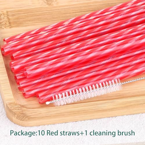 Dakoufish Replacement Straws for StanleylOwalalHydro Jug 40oz 30oz Tumbler,10 Pack 12 Inch Red Reusable Straws With Cleaning Brush For Stanley Simple Modern Cup,Dishwasher Safe. - Image 6