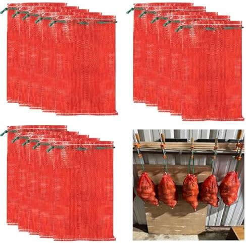 15 Pack 10 lb Mesh Onion Bags, 10"×18" Mesh Produce Bags Hanging Reusable Breathable Vegetable Storage Net Bags with Drawstring for Onions Potatoes Citrus Crawfish by Unknown