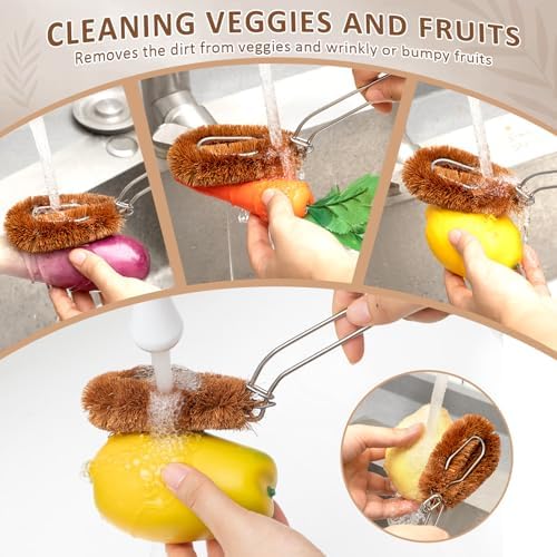 Sawysine Tawashi 100% Natural Coconut Coir Fiber Brush with Handle - Image 3