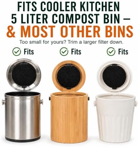 5 Inch Charcoal Compost Bin Filter - 4 Pack Countertop Replacement Set 5 Inch Round Activated Charcoal Filters, Four Pack, Drop in Replacement, Odor Control, Countertop Bin, Kitchen Use - Image 5