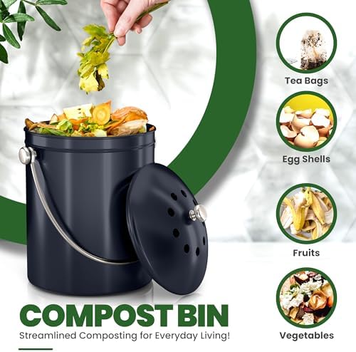 Utopia Kitchen Countertop Compost Bin 1.3 Gallon, Stainless Steel, Purple - Image 4