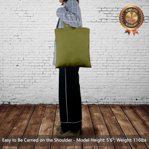 TOPDesign 12-Pack Economical 16"x15" Olive Green Cotton Tote Bags, Lightweight Medium Reusable Grocery Shopping Cloth Bags, Suitable for DIY, Advertising, Promotion, Gift, Activity - Image 3