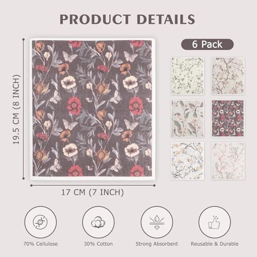 Swedish Dishcloth Dish Towel Set: Kitchen Cellulose Sponge Cloth (Flower) - Image 2