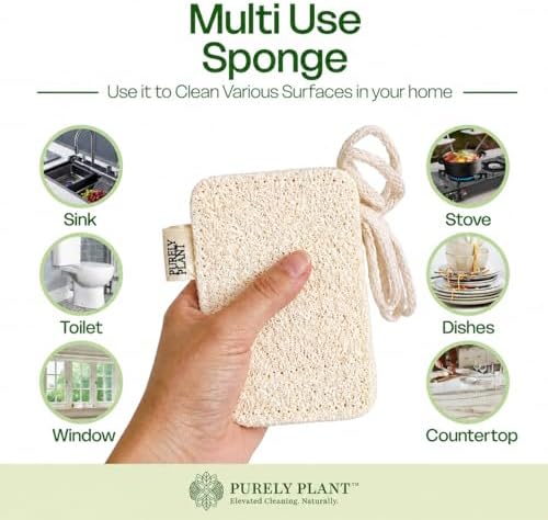 Purely Plant Loofah Dish Sponge 6 Pack–Non Toxic, 100% Plastic Free, Compostable & Biodegradable Premium Kitchen Scrubber, Plant Based, Non-Scratch Scouring Pad for Sink, Tile & Grout Cleaning Luffa - Image 5