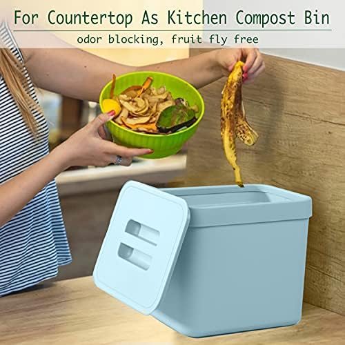 LALASTAR Kitchen Compost Bin, Hanging Trash Can with Lid for Kitchen Cabinet Door, Under Sink, Wall Mounted Waste Bin for Bathroom, 1.8 Gallon, Blue - Image 2