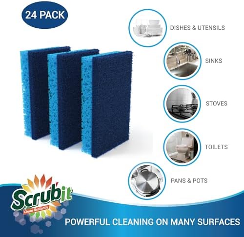 Scrubit Non-Scratch Cleaning Scrub Sponges- Scrubbing Dish Sponge Ideal for Washing Kitchen,Dishes, Bathroom &More – Dishwashing Sponge Along with A Thought Scrubber – 24 sponges (Pack of 2) - Image 3