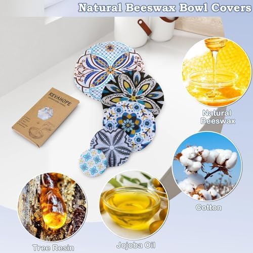 5Pcs Reusable Beeswax Elastic Bowl Covers for Bread Proofing and Food Cover - Image 3