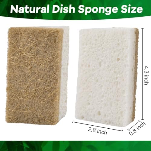YoleShy Natural Sponges Kitchen Biodegradable Dish Sponge for Washing Dishes Compostable Coconut Walnut and Cellulose Plant Based, 10 Pack - Image 2
