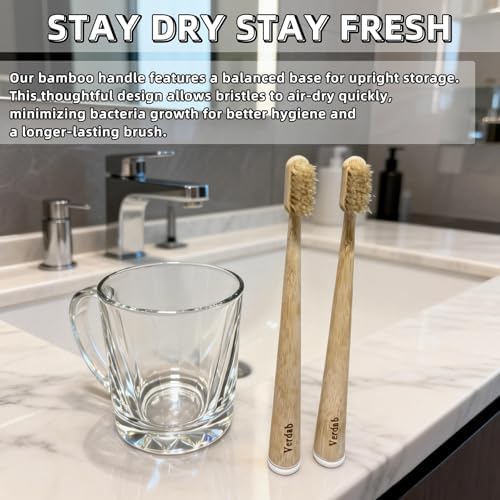 Boar Bristle Toothbrush & Bamboo Toothbrushes(5-Pack) - Plastic Free - Image 5