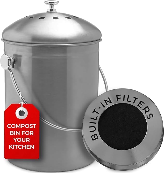 Epica Kitchen Compost Bin for Kicthen Countertops, 1.3 Galllon - Grey by Epica