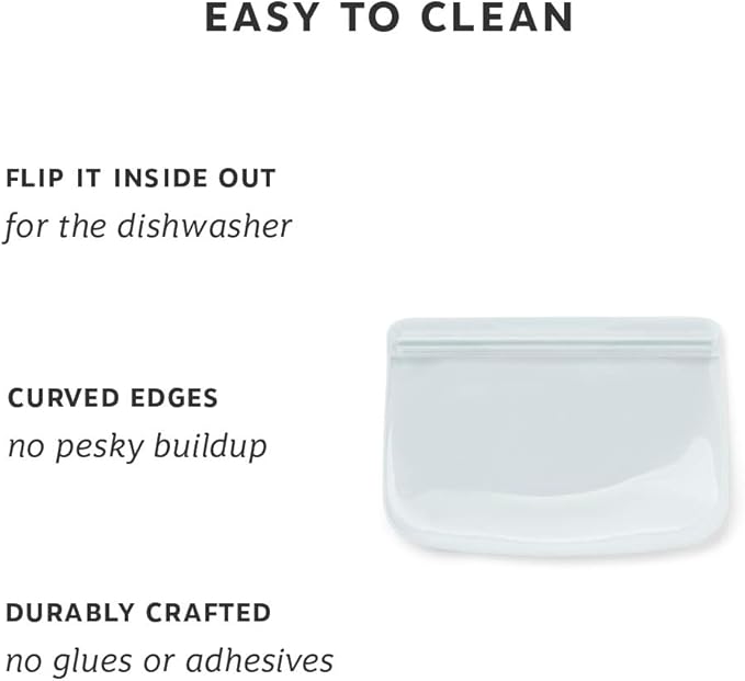 W&P Porter Silicone Reusable Storage Bag, Sandwich (10oz Flat), Mint, Food Storage Container, Microwave and Dishwasher Safe, Easy Cleaning