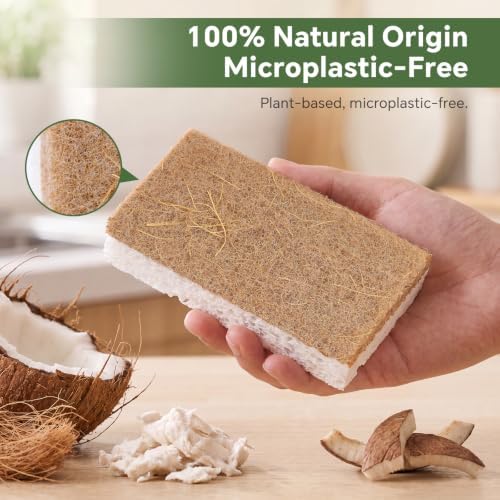 DEBETOOL 14-Pack Natural Coconut Sponges for Dishes - Image 4