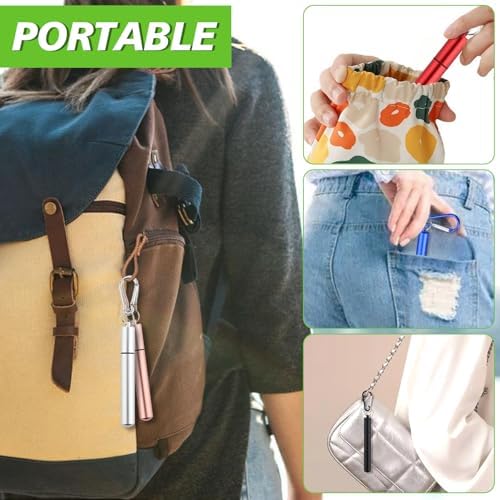 Reusable Straws 5Pack Collapsible Portable Metal Straw Reusable Foldable Stainless Steel Drinking Travel Telescopic Straw with Case, Straws Brush - Image 2