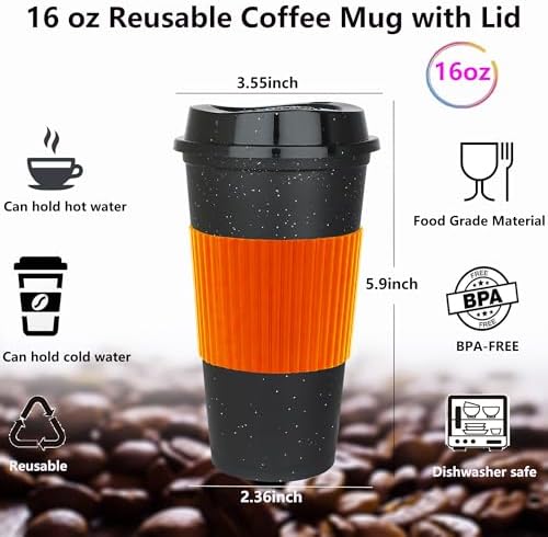 16 oz Plastic Tumblers with Lids, Glitter Coffee, 20 Pack - Image 2