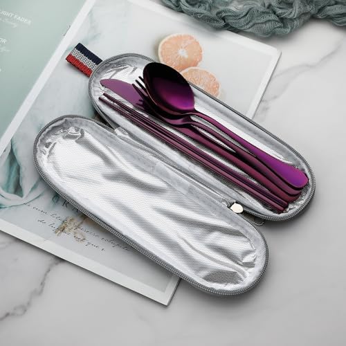 DEVICO Travel Utensils with Case, 5 Piece Portable Silverware Set for Work - Image 3